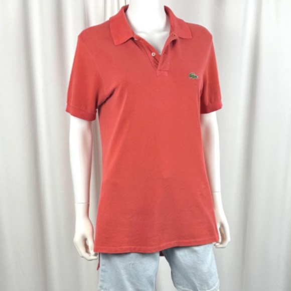 Vintage 1980’s Men’s ‘Izod Lacoste’ 1/2 Patron Tomato Red Polo Tee Shirt • M - Picture 4 of 9